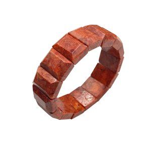 Vintage Apple Coral Sponge Coral Stretch Elastic Bracelet Red Beaded Stretchable